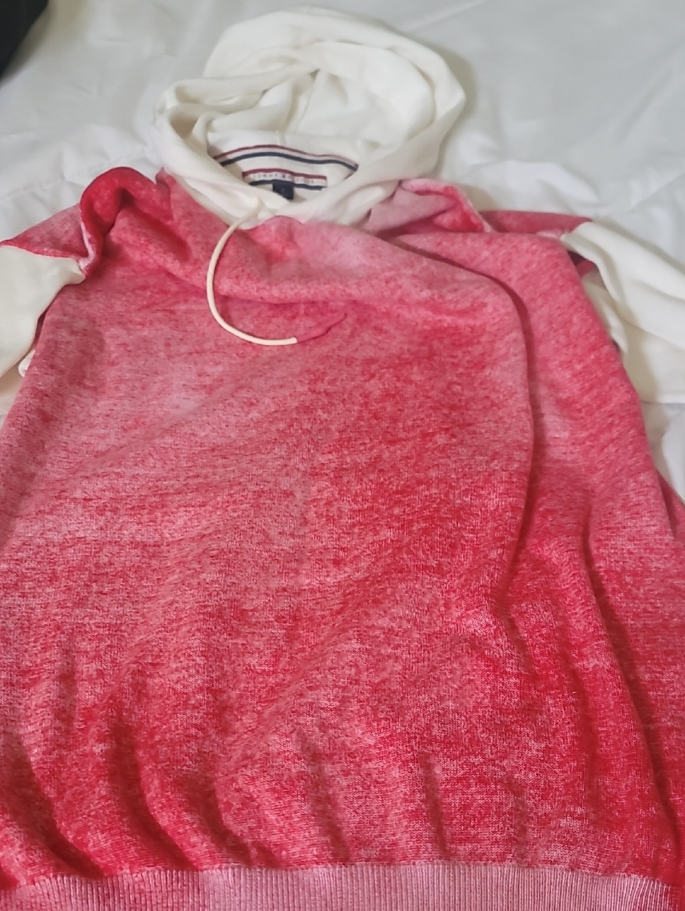 Tommy Hilfiger Pink and White Cowl Hood Sweater